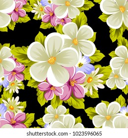 seamless pattern of flowers. For card designs, greeting cards, birthday invitations, wedding, Valentine's day, party, celebration. Vector illustration