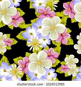 seamless pattern of flowers. For card designs, greeting cards, birthday invitations, wedding, Valentine's day, party, celebration. Vector illustration