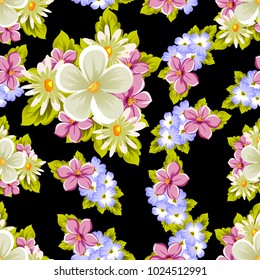 seamless pattern of flowers. For card designs, greeting cards, birthday invitations, wedding, Valentine's day, party, celebration. Vector illustration