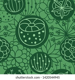 Seamless pattern with flowers in circles. Vector background for fabric, textile, wallpaper, posters, gift wrapping paper, napkins, tablecloths.