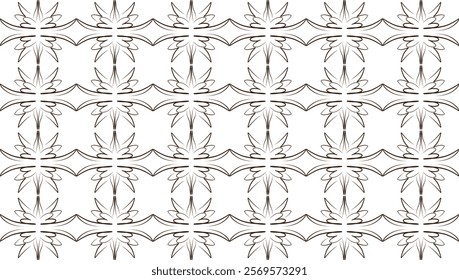 seamless pattern flowers classic Gothic style outline design