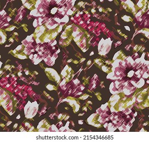 Patrón sin foco con flores, coloridas de hojas de flores abstractas. Fondo floral. Impresión veraniega. Diseño de tela, papel de pared, almohada, funda de edredón 