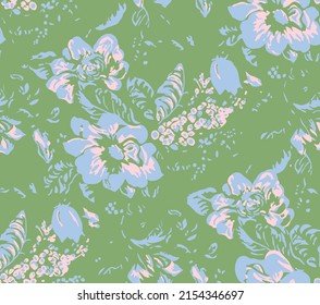 Seamless pattern with flowers, with colorful  of abstract flowers leaves. Floral background. Summer print. Fabric design, wallpaper, pillow, duvet cover 