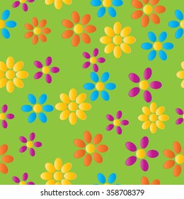 Seamless Pattern with Flowers. Colorful background. Vector illustration. Floral repeating texture.
