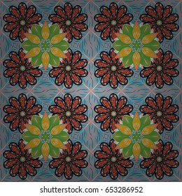 Seamless pattern with flowers. Colorful background. Mandala vector floral flower oriental coloring book page outline template carpet.