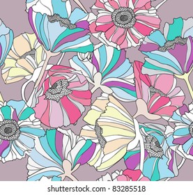 Seamless pattern with flowers.  Colorful floral background.
