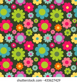Seamless pattern with flowers. Colorful vintage background. 