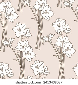 Seamless pattern of flowers, Cream tone background, Modern floral pattern vector, Vintage floral background, Pattern for design wallpaper, Floral print design, Gift wrap paper and fashion prints.
