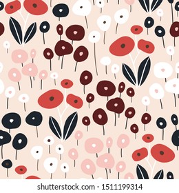 Seamless pattern with flowers. Creative minimalistic floral texture. Great for fabric, textile Vector Illustration