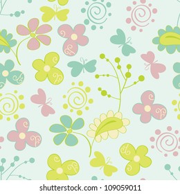Seamless pattern with flowers. Cute seamless.