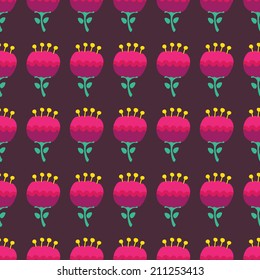 Seamless pattern with flowers. Cute floral vector background.