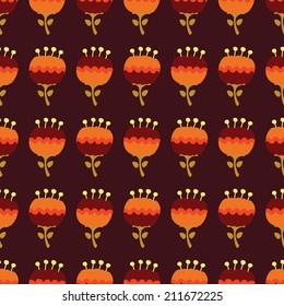 Seamless pattern with flowers. Cute floral vector background.