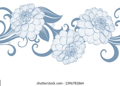 Seamless pattern with flowers dahlia.