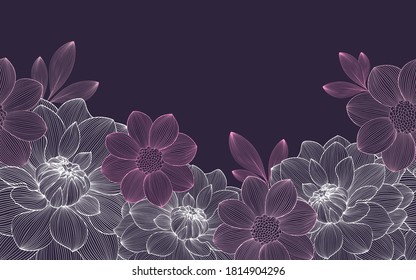 Seamless pattern with flowers dahlia