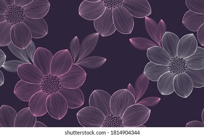 Seamless pattern with flowers dahlia