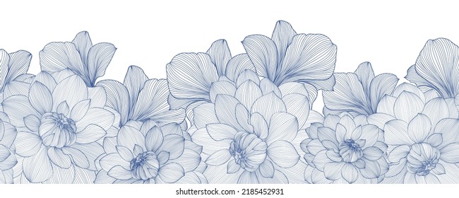 Seamless pattern with flowers dahlia