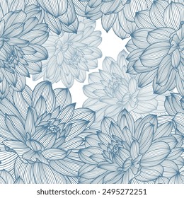 Seamless pattern with flowers dahlia.
