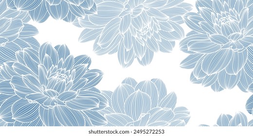 Seamless pattern with flowers dahlia.