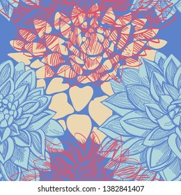 Seamless pattern with flowers dahlia, colored