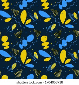 Seamless pattern flowers. Design for cards, brochures, banners, albums, posters, frames, invitations, wallpapers. Print on women's clothing. Floral pattern. landscape.
 Leaves, grass.