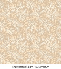 Seamless pattern with flowers for design. Cute white flowers. Light background. Modern floral background. The elegant the template for fashion prints.