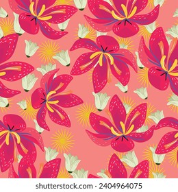 Seamless pattern flowers.  Design for textiles, souvenirs, fabrics, packaging and greeting cards and more.
