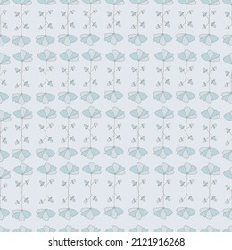 Seamless pattern. Flowers doddle on a very light shade of cyan-blue background. Vector illustration