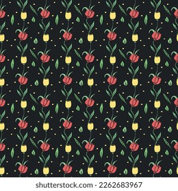 Seamless pattern with flowers. Doodle floral background. Spring pattern