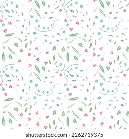 Seamless pattern with flowers. Doodle floral background. Spring pattern