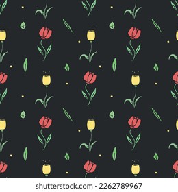 Seamless pattern with flowers. Doodle floral background. Spring pattern