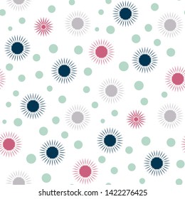 Seamless pattern  with flowers in doodle style. Vector illustration. 
