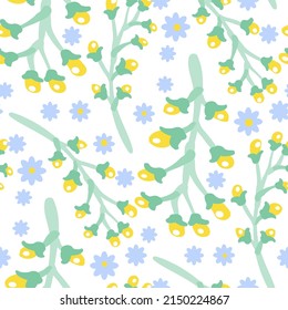 Nahtloses Muster mit Blumen im Doodle-Stil. Vektorgrafik. 