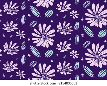 Seamless pattern  with flowers in doodle style. Vector illustration. 