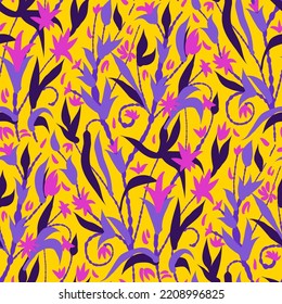 Nahtloses Muster mit Blumen im Doodle-Stil. Vektorgrafik. 