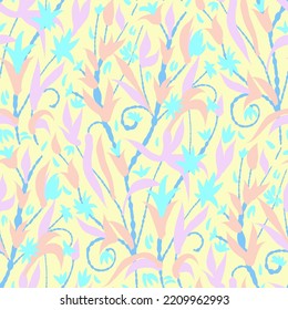 Seamless pattern  with flowers in doodle style. Vector illustration. 