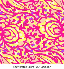 Seamless pattern  with flowers in doodle style. Vector illustration. 