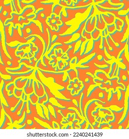Seamless pattern  with flowers in doodle style. Vector illustration. 