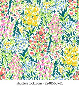 Nahtloses Muster mit Blumen im Doodle-Stil. Vektorgrafik. 