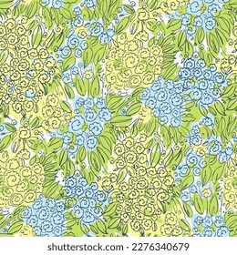 Seamless pattern  with flowers in doodle style. Vector illustration. 