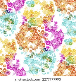 Seamless pattern  with flowers in doodle style. Vector illustration. 