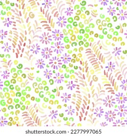 Patrón sin foco con flores de estilo doodle. Ilustración vectorial. 