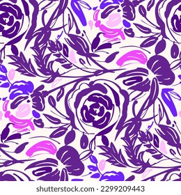 Nahtloses Muster mit Blumen im Doodle-Stil. Vektorgrafik. 
