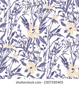 Nahtloses Muster mit Blumen im Doodle-Stil. Vektorgrafik. 