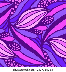 Seamless pattern  with flowers in doodle style. Vector illustration. 