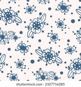 Seamless pattern  with flowers in doodle style. Vector illustration. 
