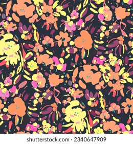 Nahtloses Muster mit Blumen im Doodle-Stil. Vektorgrafik. 