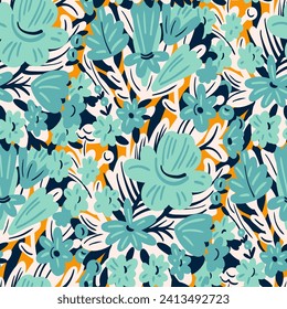 Nahtloses Muster mit Blumen im Doodle-Stil. Vektorgrafik. 