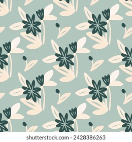 Seamless pattern  with flowers in doodle style. Vector illustration. 