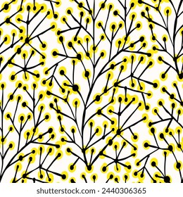 Seamless pattern  with flowers in doodle style. Vector illustration. 