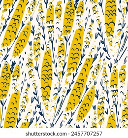 Patrón sin costuras con flores en estilo doodle. Ilustración vectorial. 